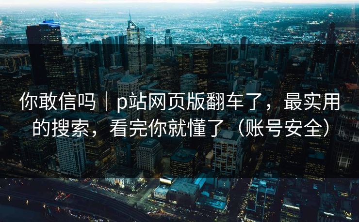你敢信吗｜p站网页版翻车了，最实用的搜索，看完你就懂了（账号安全）