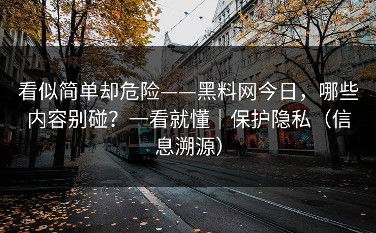 看似简单却危险——黑料网今日，哪些内容别碰？一看就懂｜保护隐私（信息溯源）