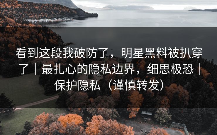 看到这段我破防了，明星黑料被扒穿了｜最扎心的隐私边界，细思极恐｜保护隐私（谨慎转发）