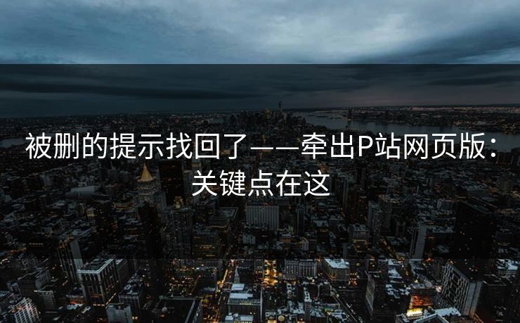 被删的提示找回了——牵出P站网页版：关键点在这