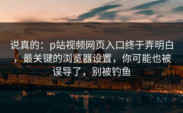 说真的：p站视频网页入口终于弄明白，最关键的浏览器设置，你可能也被误导了，别被钓鱼