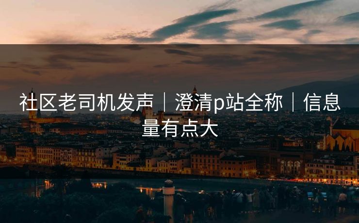社区老司机发声｜澄清p站全称｜信息量有点大