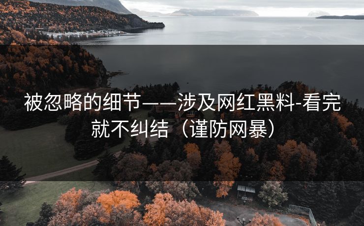 被忽略的细节——涉及网红黑料-看完就不纠结（谨防网暴）