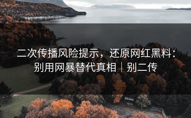 二次传播风险提示，还原网红黑料：别用网暴替代真相｜别二传