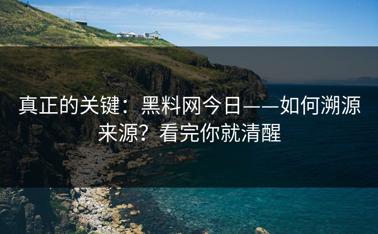 真正的关键：黑料网今日——如何溯源来源？看完你就清醒