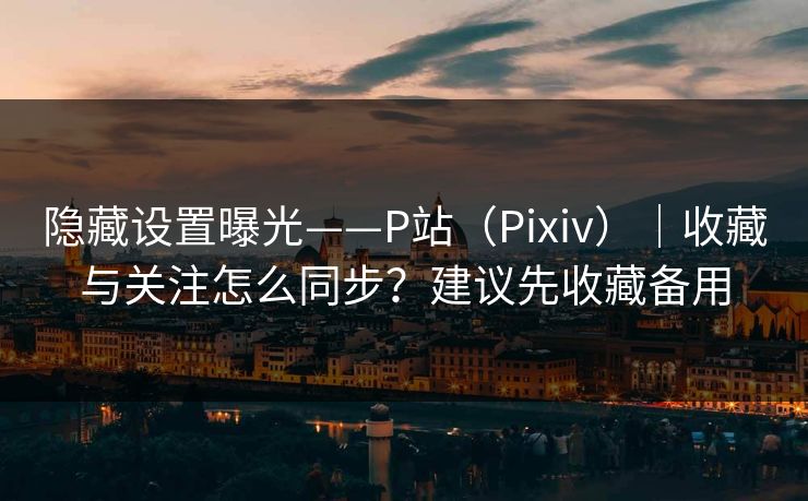 隐藏设置曝光——P站(Pixiv)|收藏与关注怎么同步?建议先收藏备用