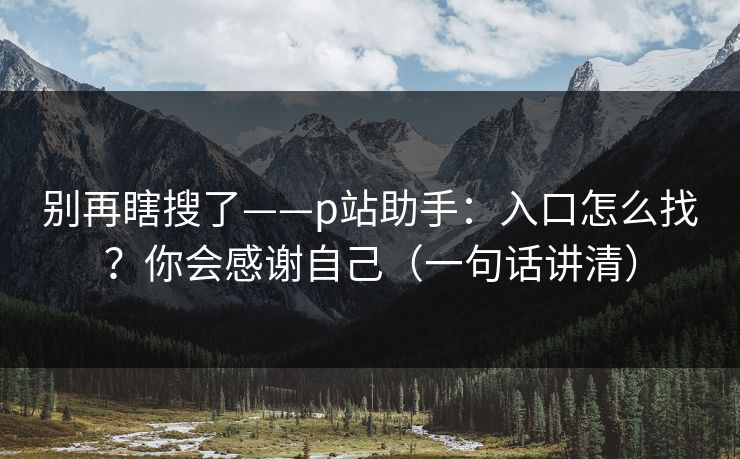 别再瞎搜了——p站助手：入口怎么找？你会感谢自己（一句话讲清）