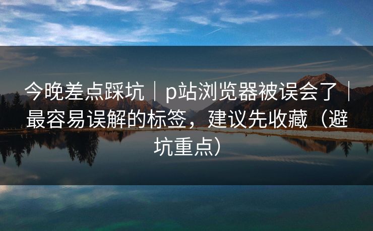 今晚差点踩坑｜p站浏览器被误会了｜最容易误解的标签，建议先收藏（避坑重点）